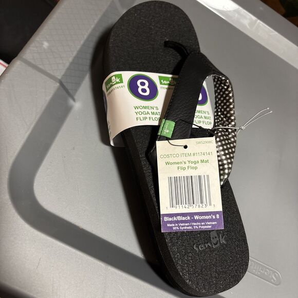 Sanuk Shoes - Sanuk Yoga Mat Flip Flops Casual Comfort Sandals Black Gray Women 8 New